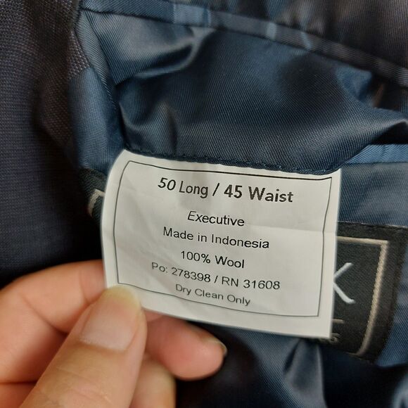 Jos. A. Bank Executive Suit Men's 50L 45W 46x31 Traditional Fit Navy Blue Wool - Picture 9 of 14